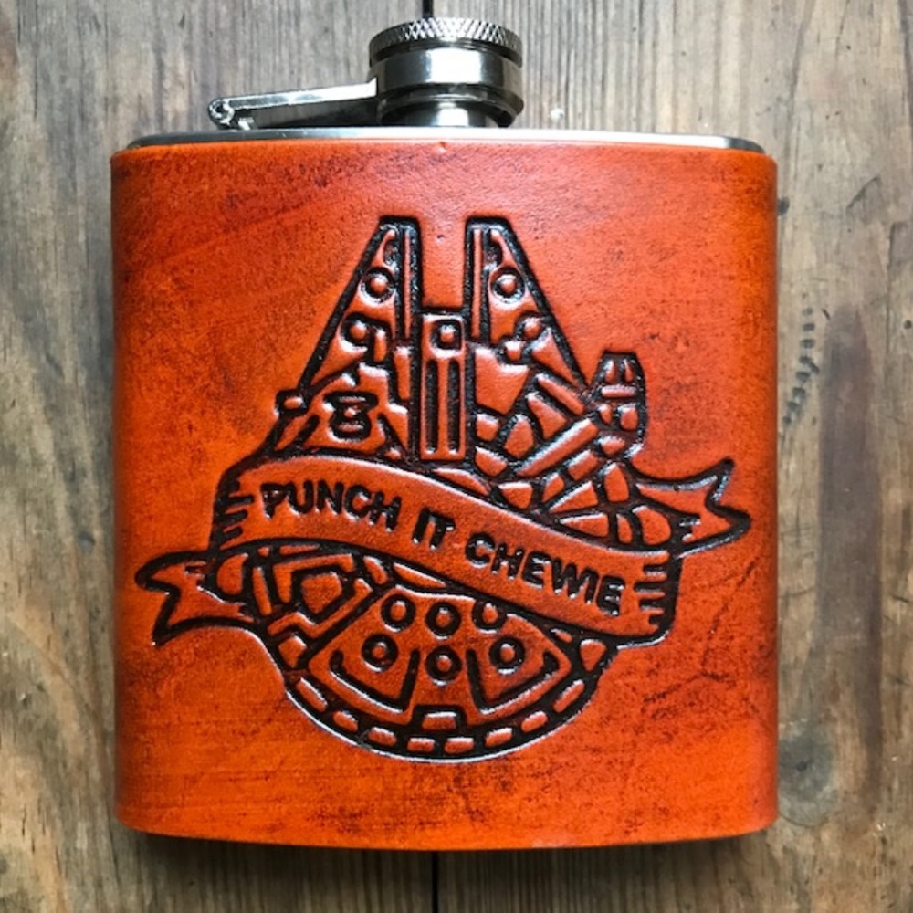 NEW Star Wars Chewbacca Leather Handmade Flask 6oz